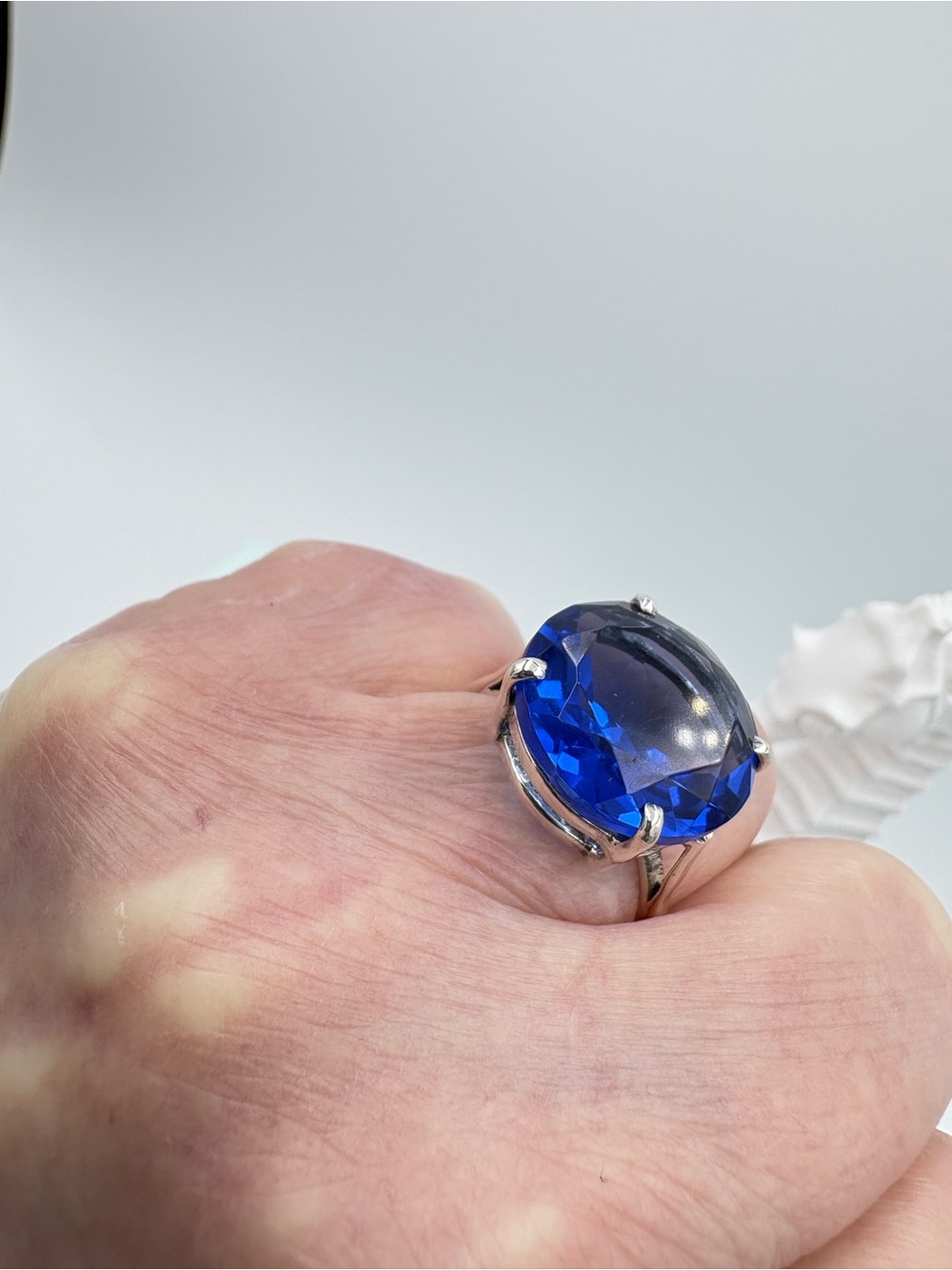 925 Sterling Silver Genuine 8CT Faceted Sapphire Gemstone Ring - Size 7.5 - Picture 5 of 17